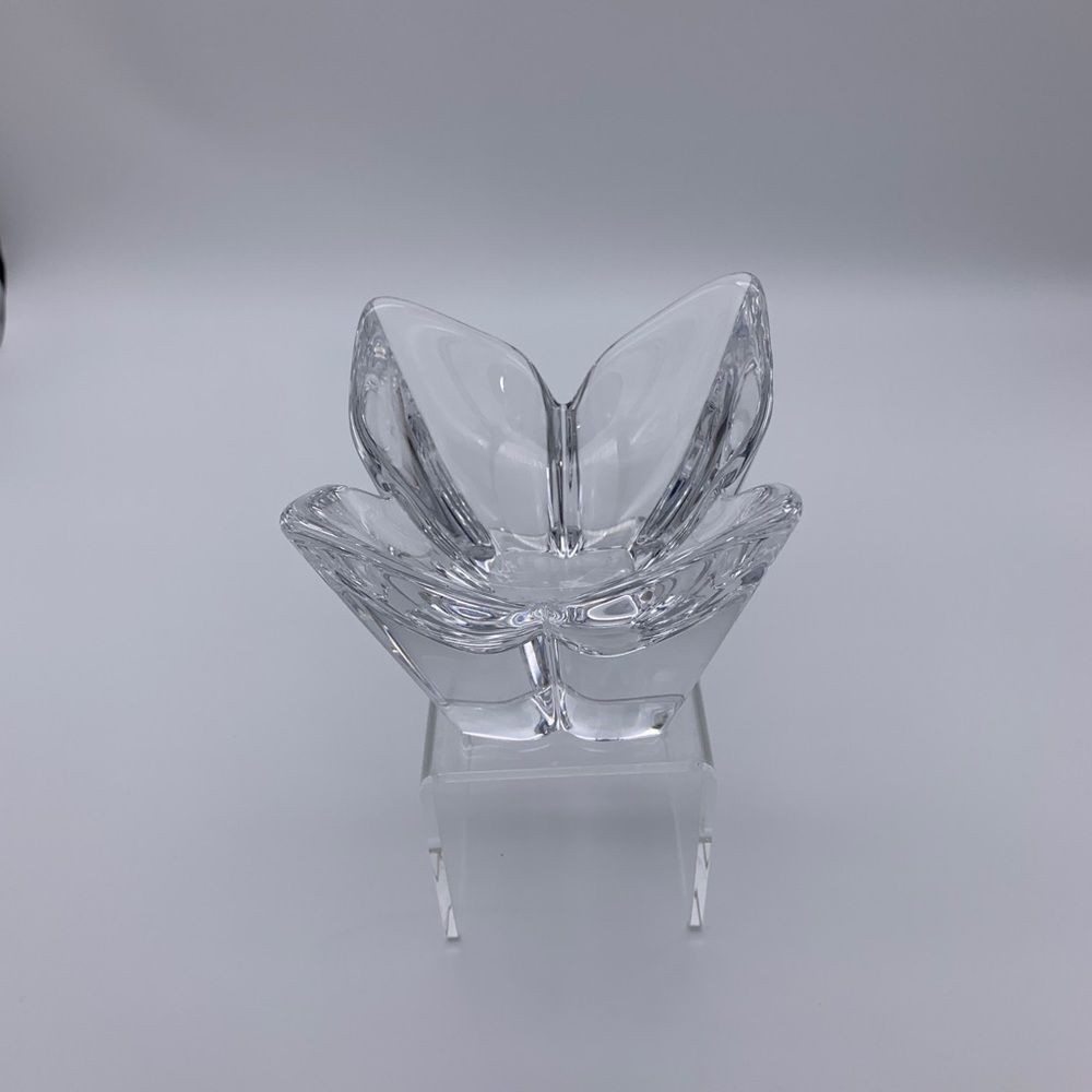 Orrefors (Signed) Crystal Lotus Design Votive/Bowl -Vintage Made in Sweden